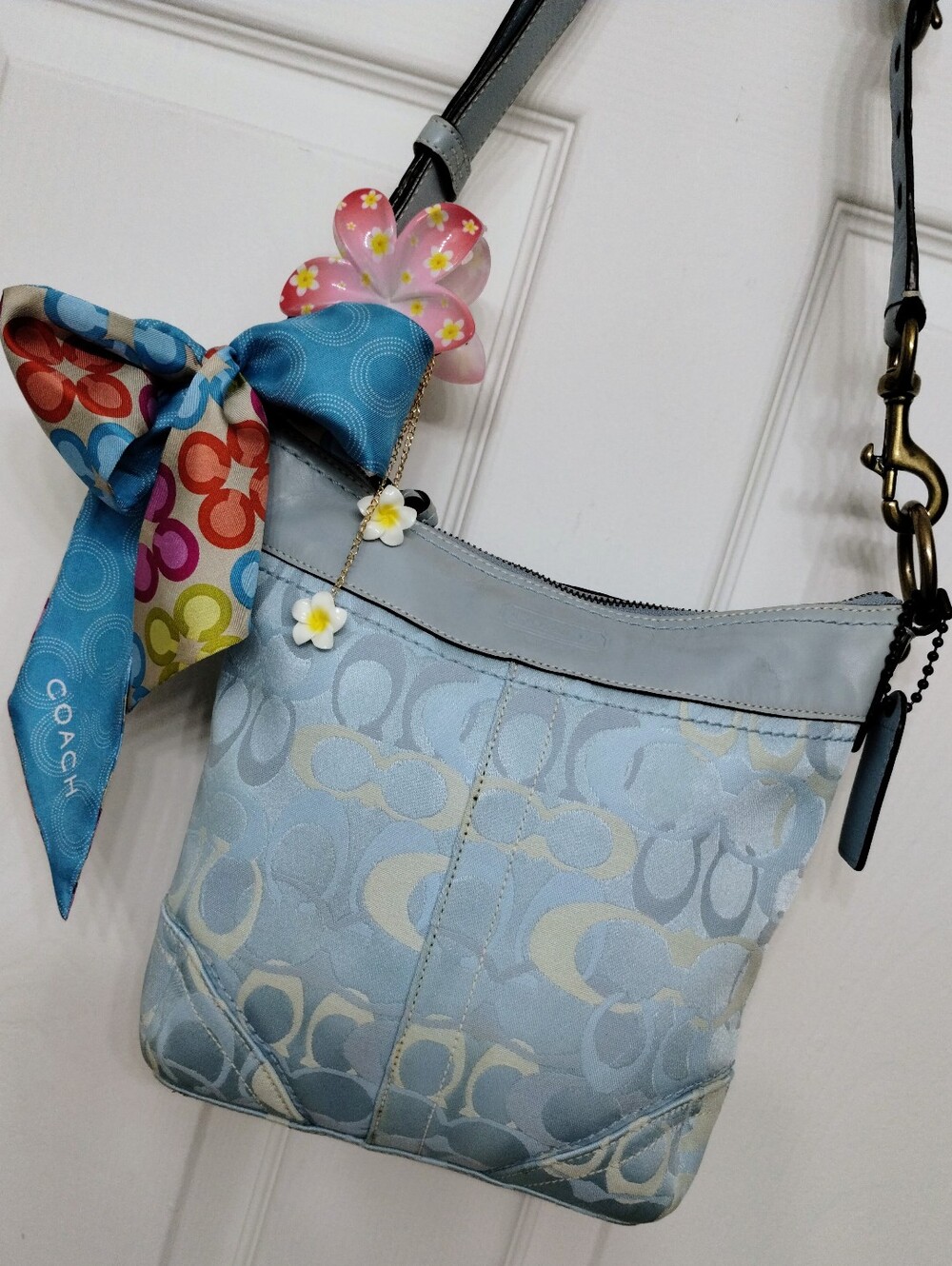 Coach Optic C Vintage Y2K Jacquard And Leather Crossbody Bag Blue - Picture 3 of 12